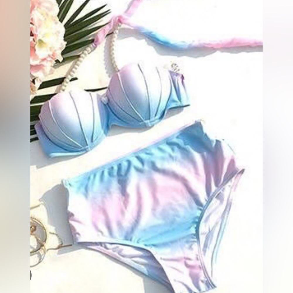 Pastel Blue and Pink Women's Mermaid Bikini Set